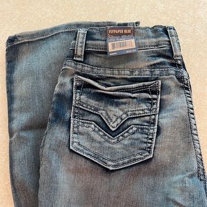 Boys Flypaper Blue - Size 6 Boot Cut - designer, soft “paper denim” jeans